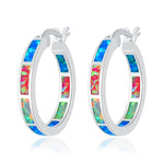 Simple Fire Opal Silver Hoop EarringsEarringsOH3033