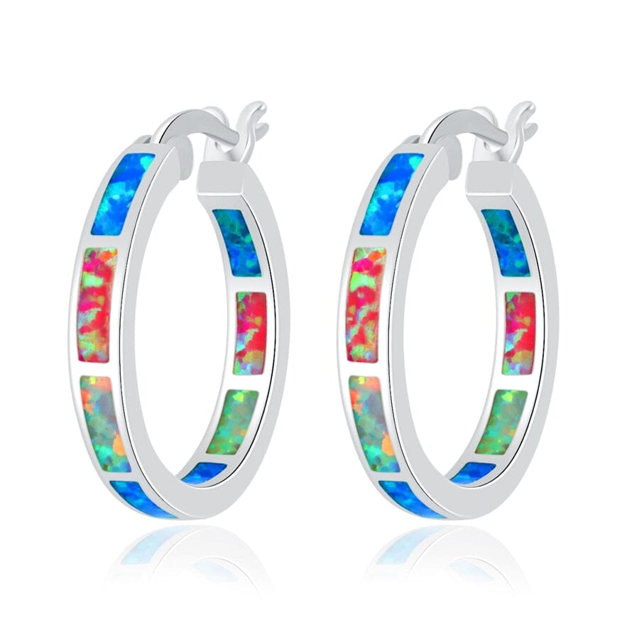 Simple Fire Opal Silver Hoop EarringsEarringsOH3033