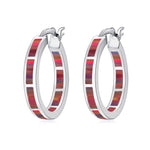 Simple Fire Opal Silver Hoop EarringsEarringsOH4911