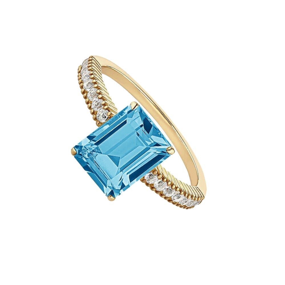 Light Gold Coated Silver Blue Topaz Ring6Gold Blue A