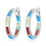 Simple Fire Opal Silver Hoop EarringsEarringsOH2973