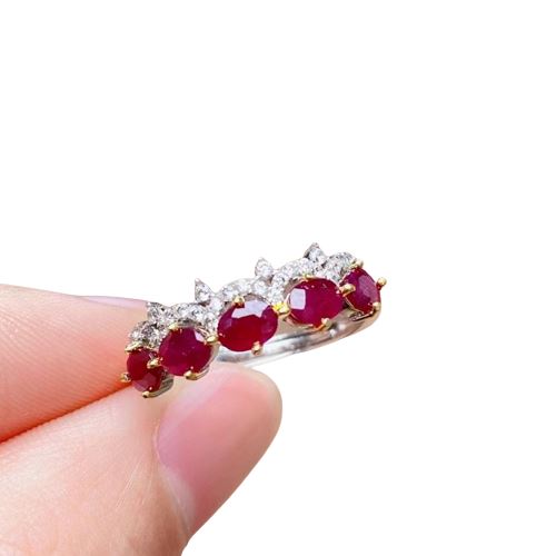 5 Pieces Natural Ruby 925 Sterling Silver RingRing