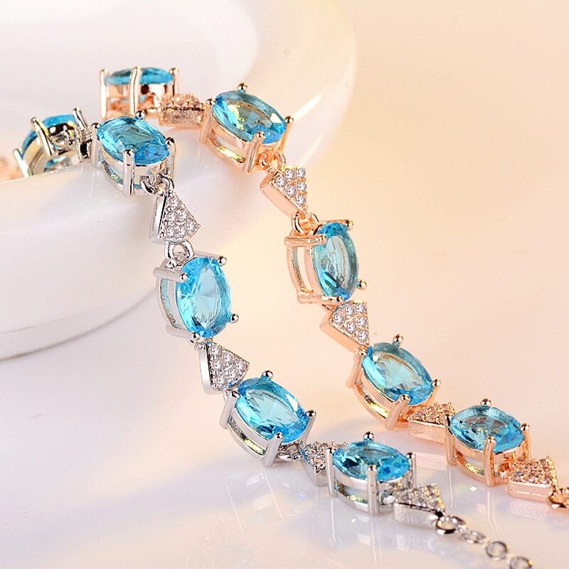 Princess Created Aquamarine Blue Topaz BraceletBracelet