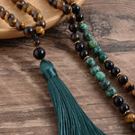Tiger Eye and African Black Onyx Japamala Bracelet and Necklace SetJewelry Set