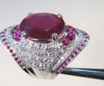 Oval Ruby Rhinestones Silver RingRing