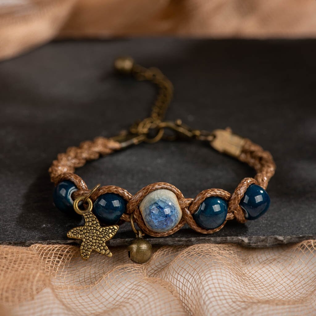 Handmade Ceramic Beads Retro BraceletBraceletBlue