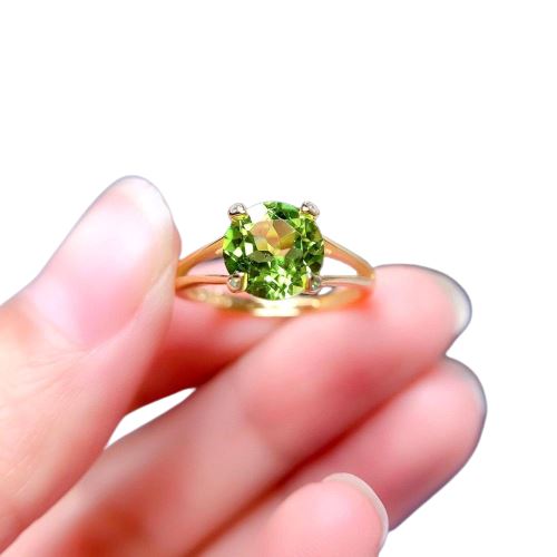 2ct Solitaire Cut Peridot Gold Filled 925 Sterling Silver RingRing