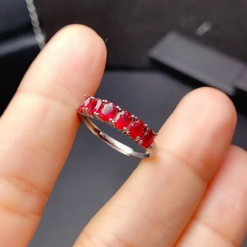 Elegant Silver Ruby for Girl 3 Mm * 4mm Natural Myanmar Ruby Ring 925 Sterling Silver0