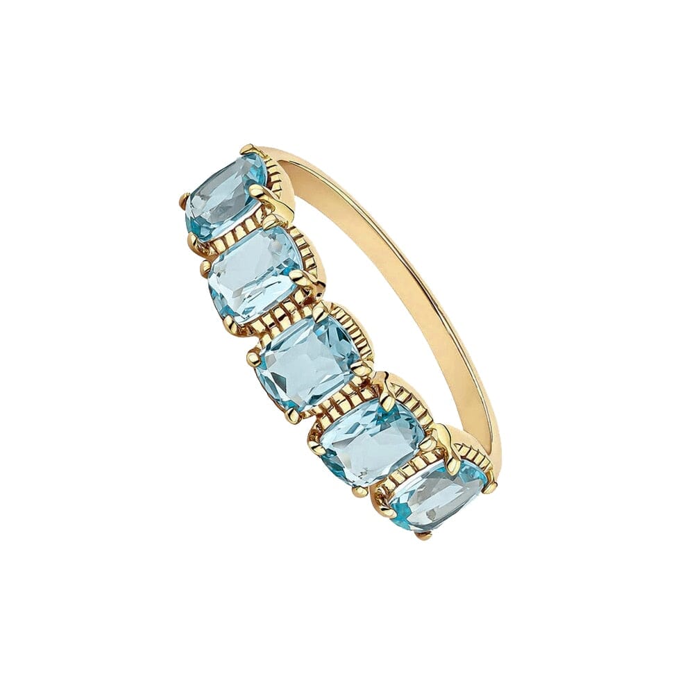 Light Gold Coated Silver Blue Topaz Ring6Gold Blue B