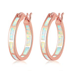 Simple Fire Opal Silver Hoop EarringsEarringsOH4693