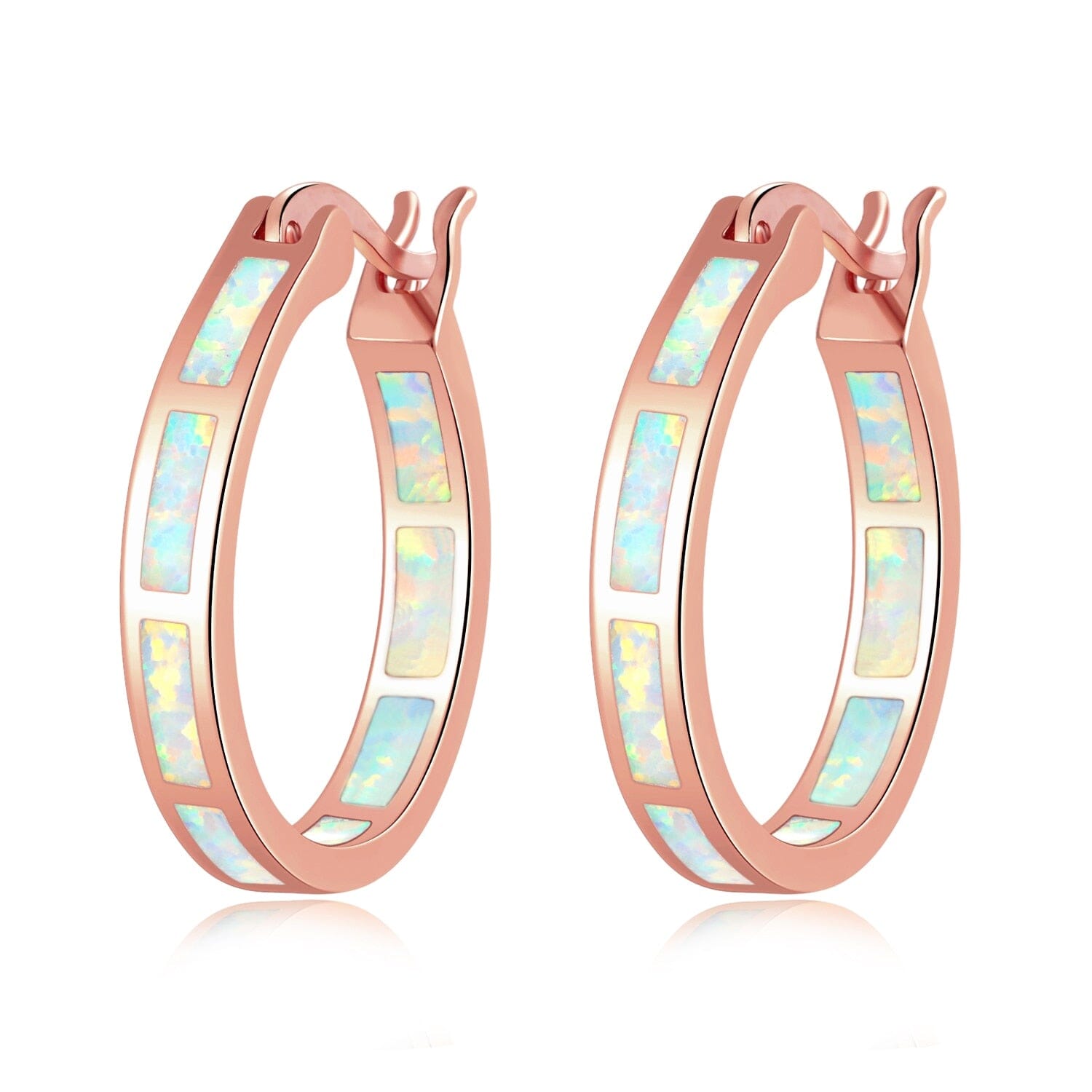 Simple Fire Opal Silver Hoop EarringsEarringsOH4693