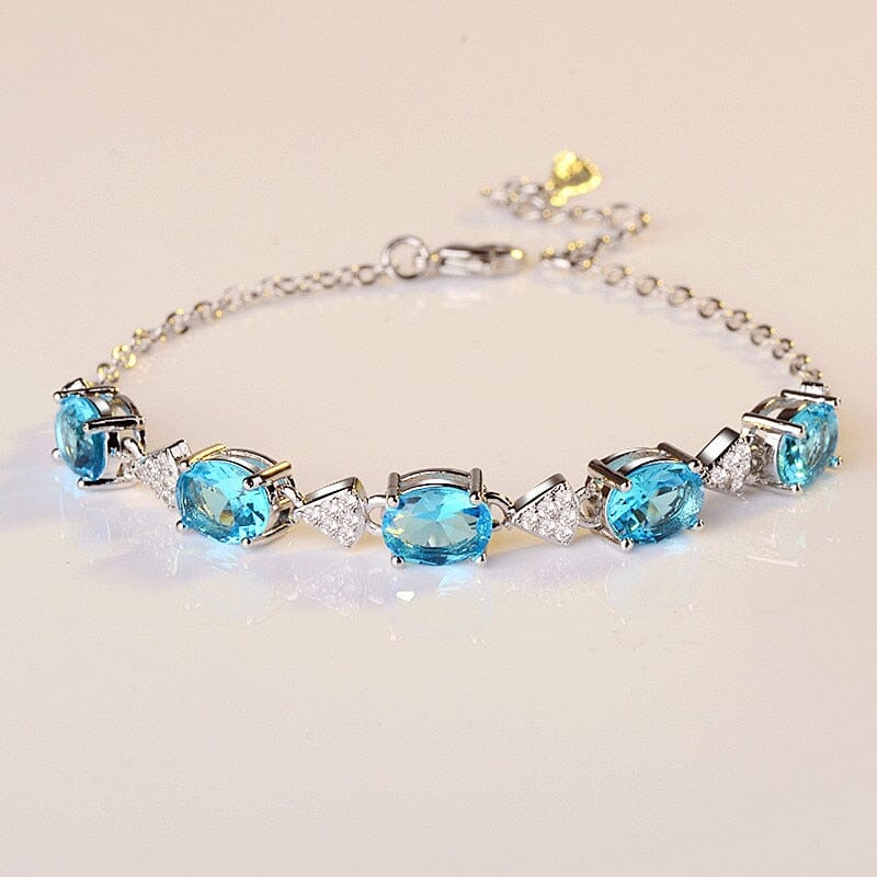 Princess Created Aquamarine Blue Topaz BraceletBraceletSilver