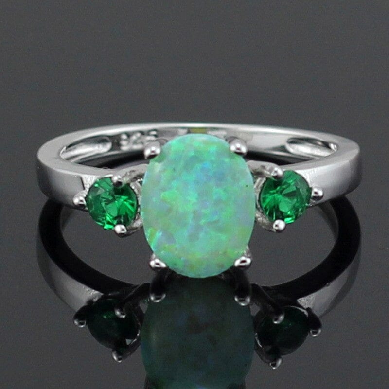 Fire Opal & Emerald Silver RingRing