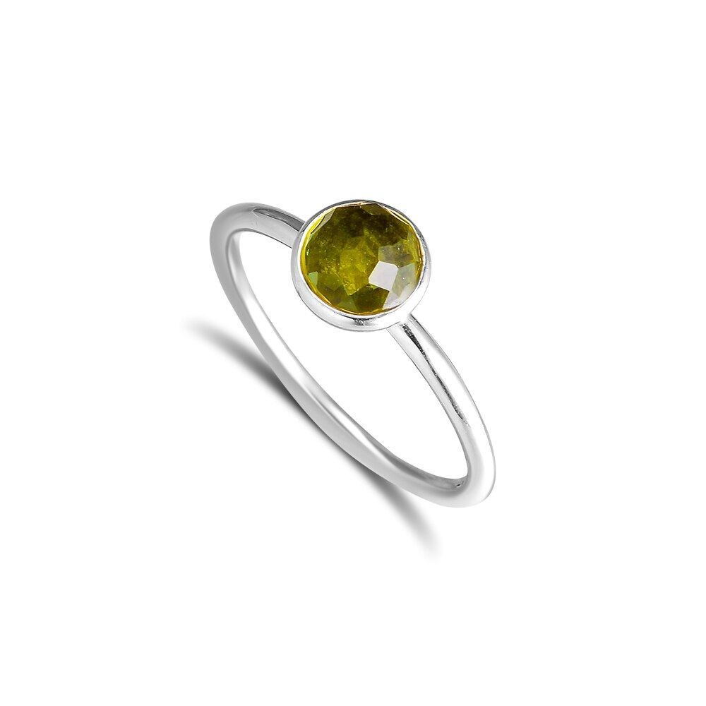 August Birthstone Droplet Peridot Ring - 100% 925 Sterling Silver