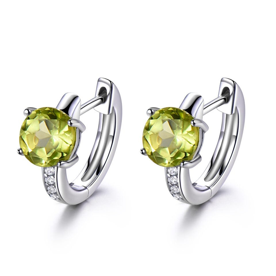 Stylish 2.0ct Natural Peridot Clip Earrings - 925 Sterling SilverEUJ034P-1