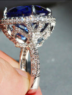 15*15mm Huge Princess Cut Sapphire Silver RingRing6