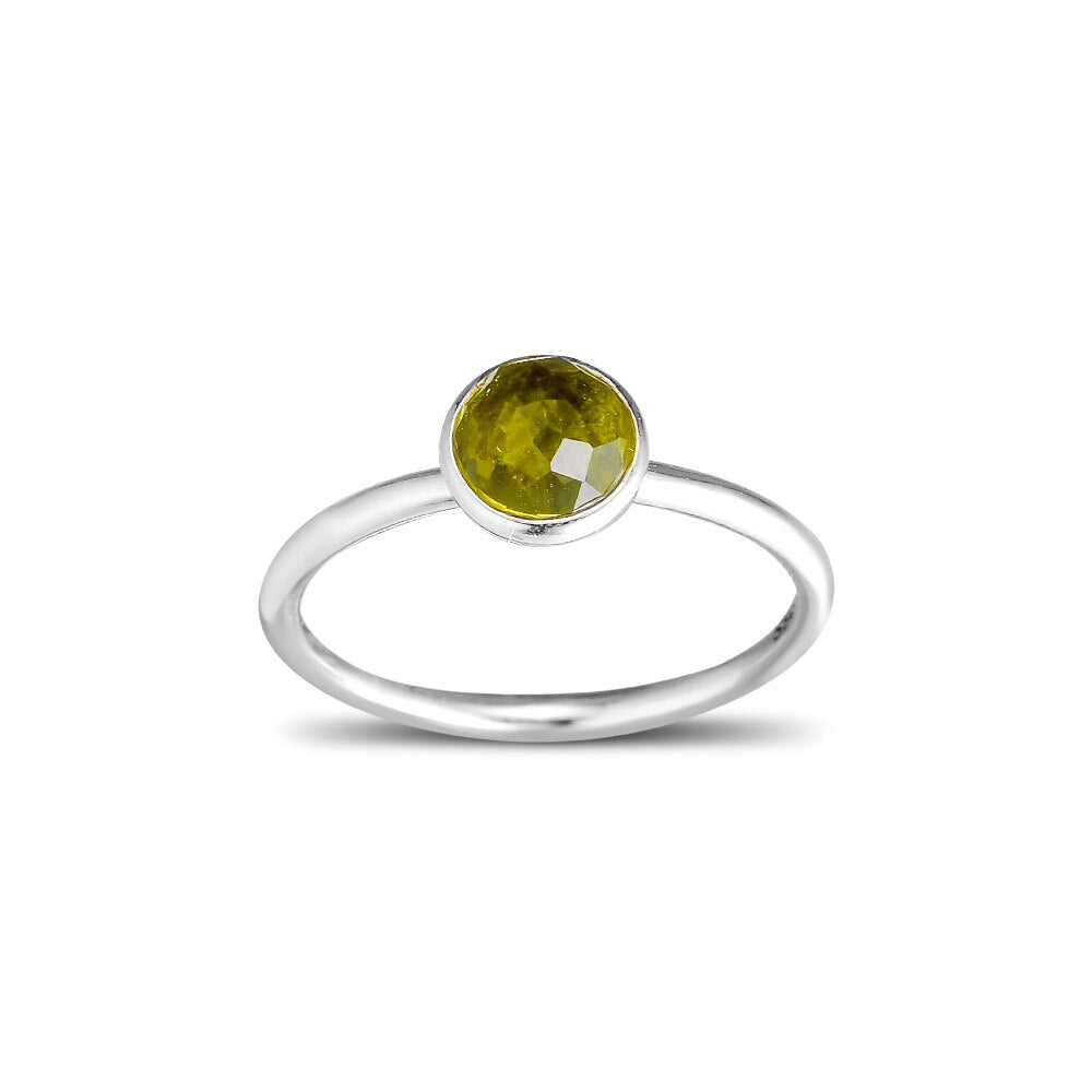 August Birthstone Droplet Peridot Ring - 100% 925 Sterling Silver