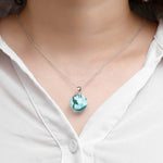 Chic Transparent Resin Round Ball Blue Sky White Cloud Chain Necklace