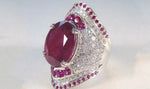 Oval Ruby Rhinestones Silver RingRing