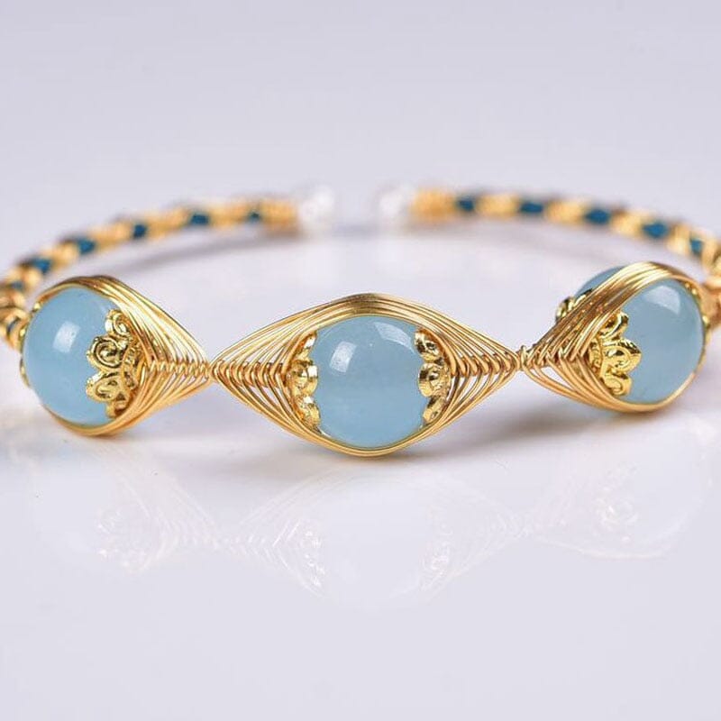 Unique Design Aquamarine Beaded Bracelet