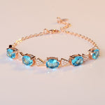 Princess Created Aquamarine Blue Topaz BraceletBraceletGold
