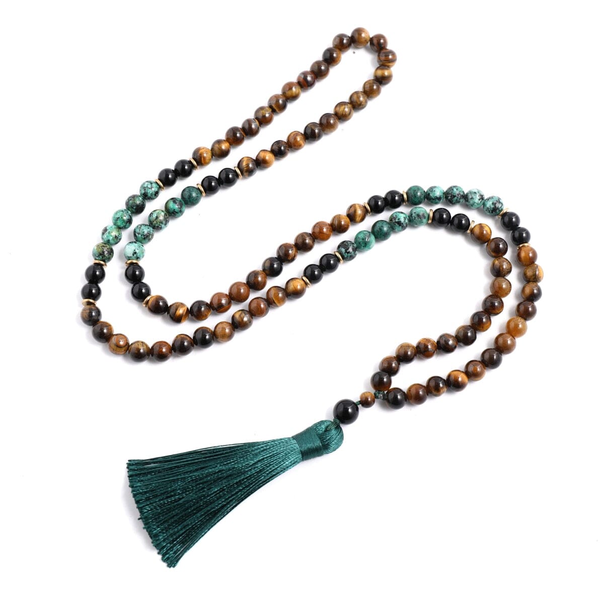 Tiger Eye and African Black Onyx Japamala Bracelet and Necklace SetJewelry SetN-S0005