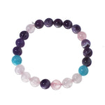 8MM Natural Amethyst Rose Quartz Mala Tassel Pendant Necklace and BraceletJewelry Set