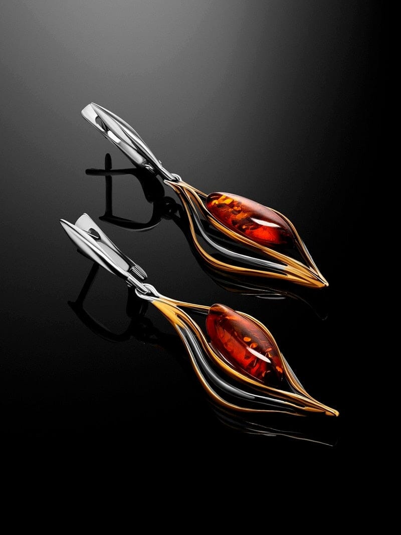 Amber Leaf Design Retro EarringsEarrings