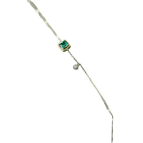 Simple Emerald Crystal Silver Chain BraceletBracelet