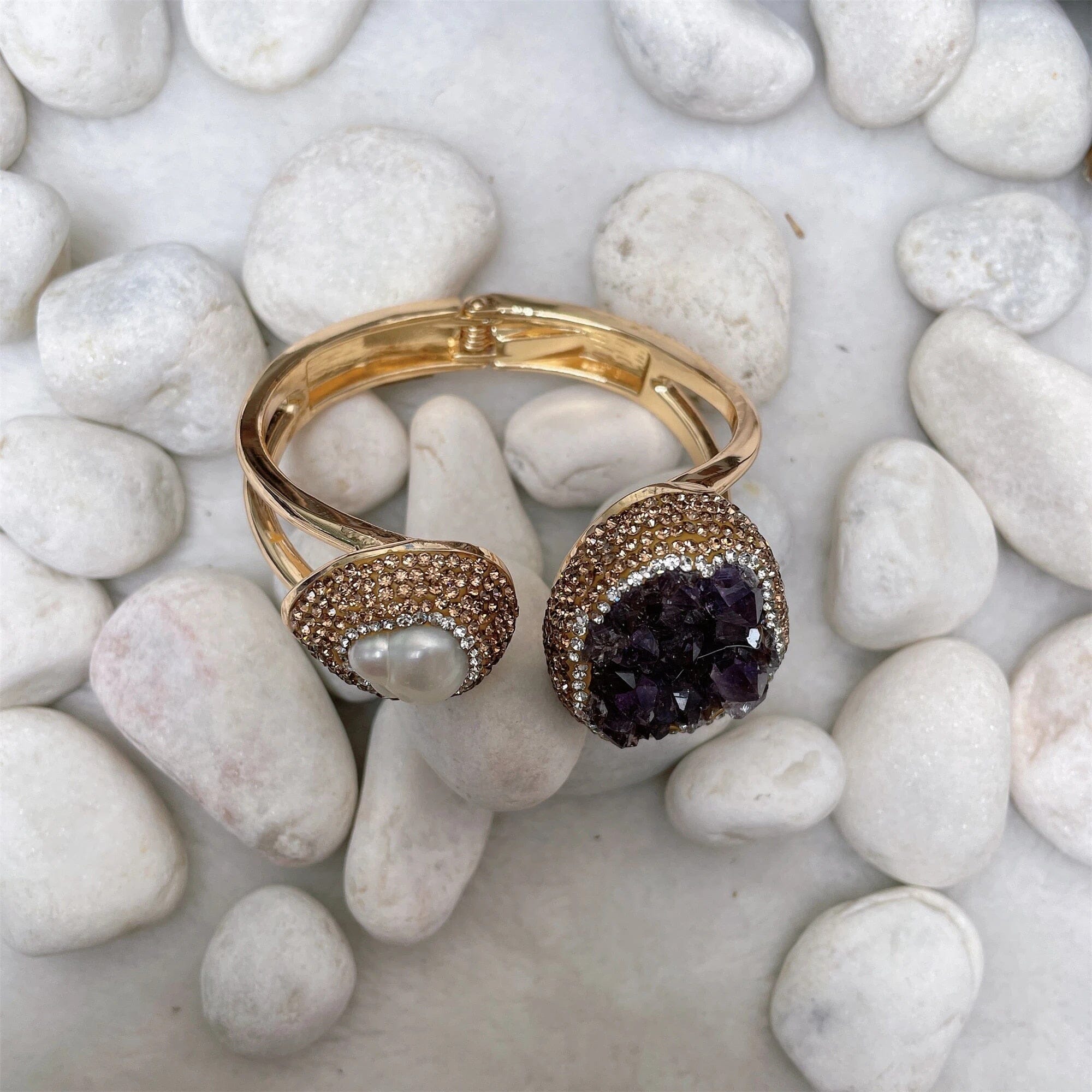 Amazing Pearl Amethyst Inlaid Rhinestone BraceletBracelet