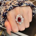 Bright Luxurious Floral Ruby RingRing