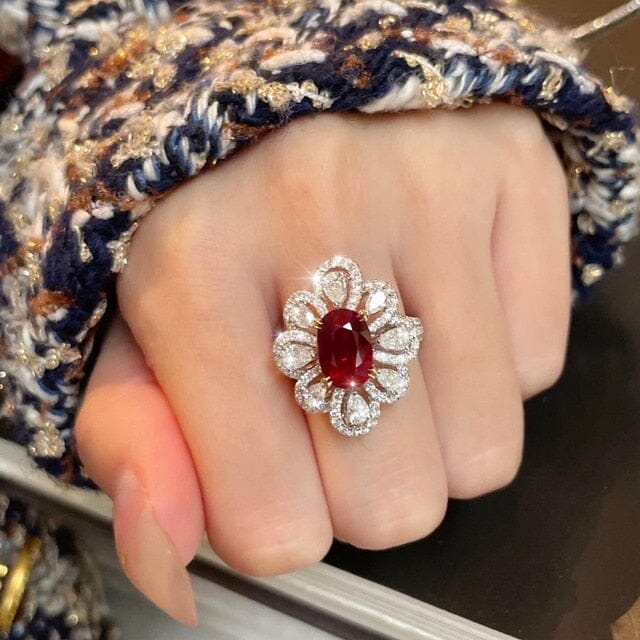 Bright Luxurious Floral Ruby RingRing