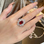 Bright Luxurious Floral Ruby RingRing