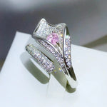 Fashion Micro-encrusted Pink Sapphire Diamond Leaf RingRing