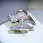 Fashion Micro-encrusted Pink Sapphire Diamond Leaf RingRing