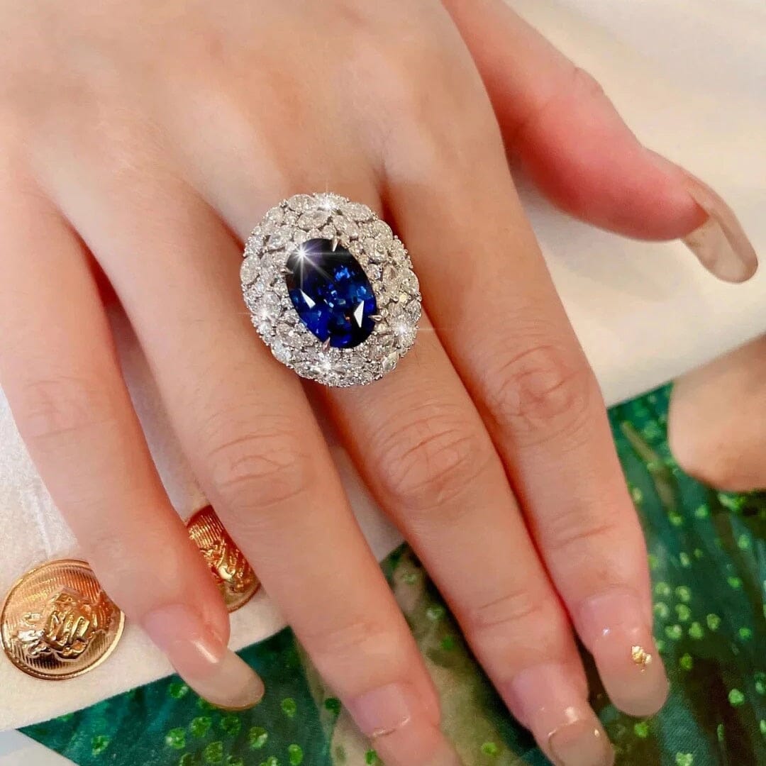 Oversized Luxury Oval Blue Sapphire RingRing