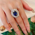 Oversized Luxury Oval Blue Sapphire RingRing