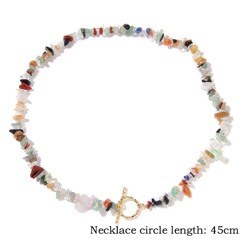 Bohemia Blue Aquamarine Chips Beaded Necklace3 Mixed gems