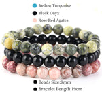 8mm 3Pcs/Set Natural Seven Chakra Stone Beads BraceletSet No.258mm