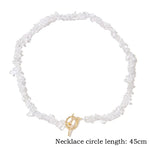 Bohemia Blue Aquamarine Chips Beaded Necklace2 White crystal