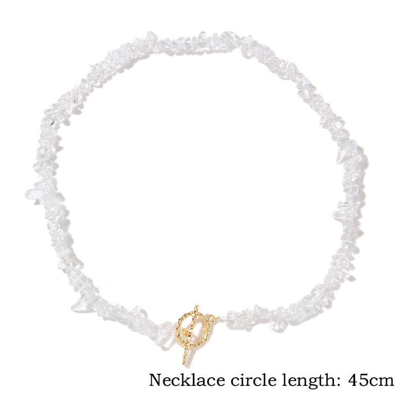 Bohemia Blue Aquamarine Chips Beaded Necklace2 White crystal