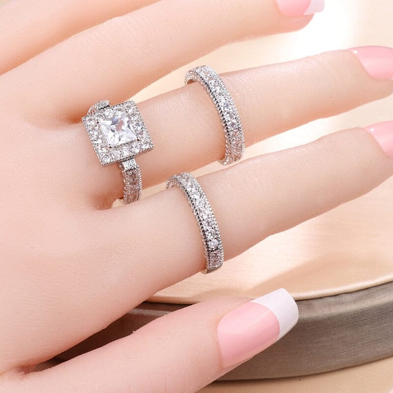 3pcs White Gold Diamond RingsRing