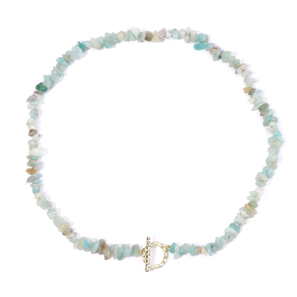 Bohemia Blue Aquamarine Chips Beaded Necklace30 Amazonite