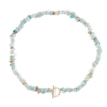 Bohemia Blue Aquamarine Chips Beaded Necklace30 Amazonite