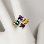 18K Gold Colorful Amethyst Topaz Emerald Ruby RingRings
