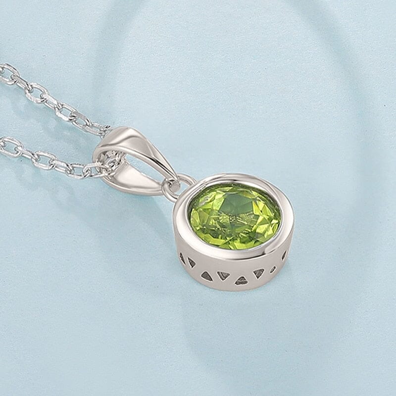 Natural Peridot Bezel Setting Pendant NecklaceNecklace