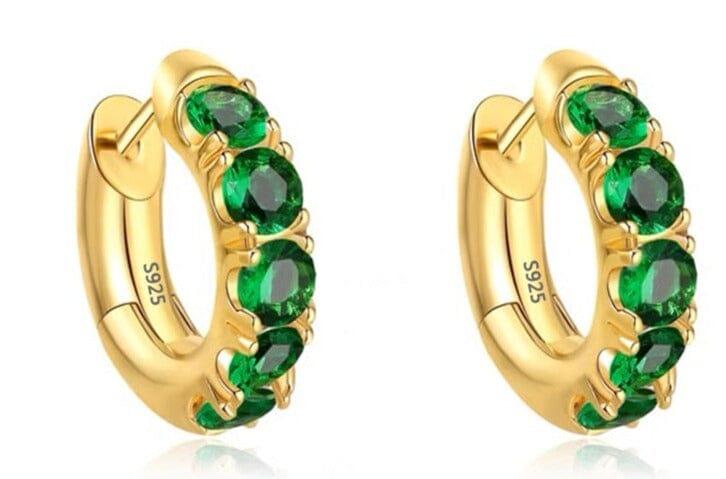 5 Emerald Stones Gold EarringsRing