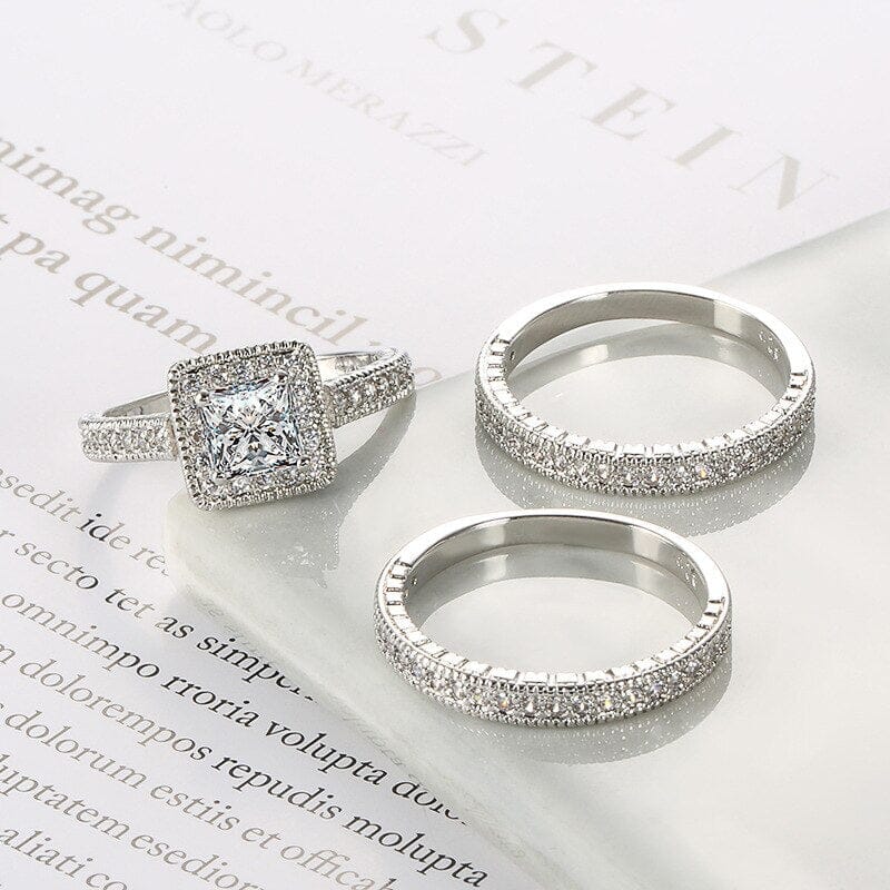3pcs White Gold Diamond RingsRing