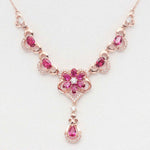 Ruby Elegant Flower Rose Gold NecklaceNecklace