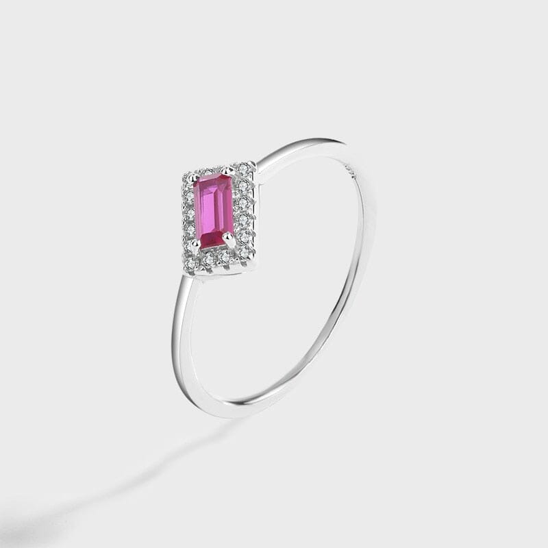 Ruby Pink Baguette Silver RingRingsilver6
